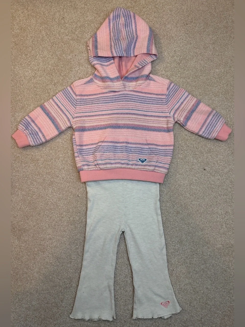 Roxy French Terry Pullover & Ribbed Wide Leg Pants Matching Set